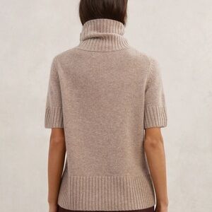 [M]Josef Women's Cream Turtleneck 100 Cashmere Mid Sleeve Sweater Ribbed